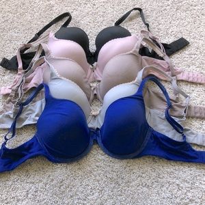 5 Victorias Secret Lined Demi Bras 32DD